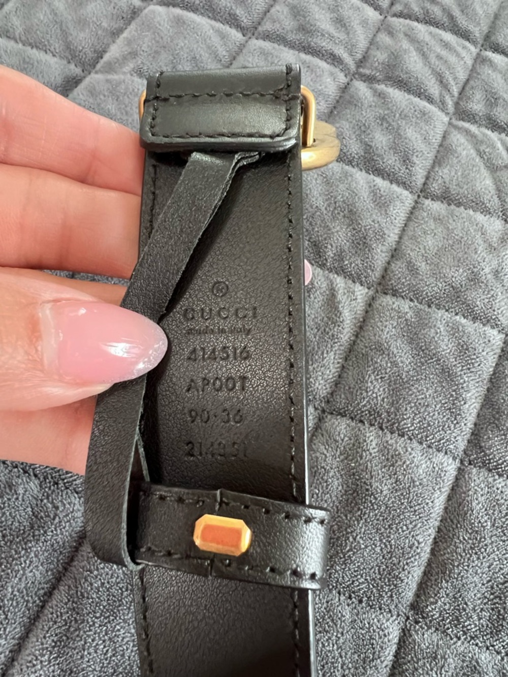 Gucci GG monogram belt black gold 32” - 36” small medium - Picture 4 of 9